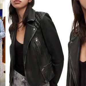All Saints Leather Jacket in black/greyish colour size 2